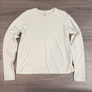 Outdoor Voices Women’s Thinkfast Mesh Long Sleeve Shirt White/Cream Medium